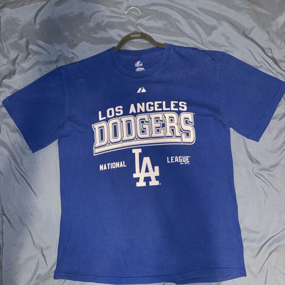 Majestic Royal Blue Fidget Dodgers Cotton T-Shirt
